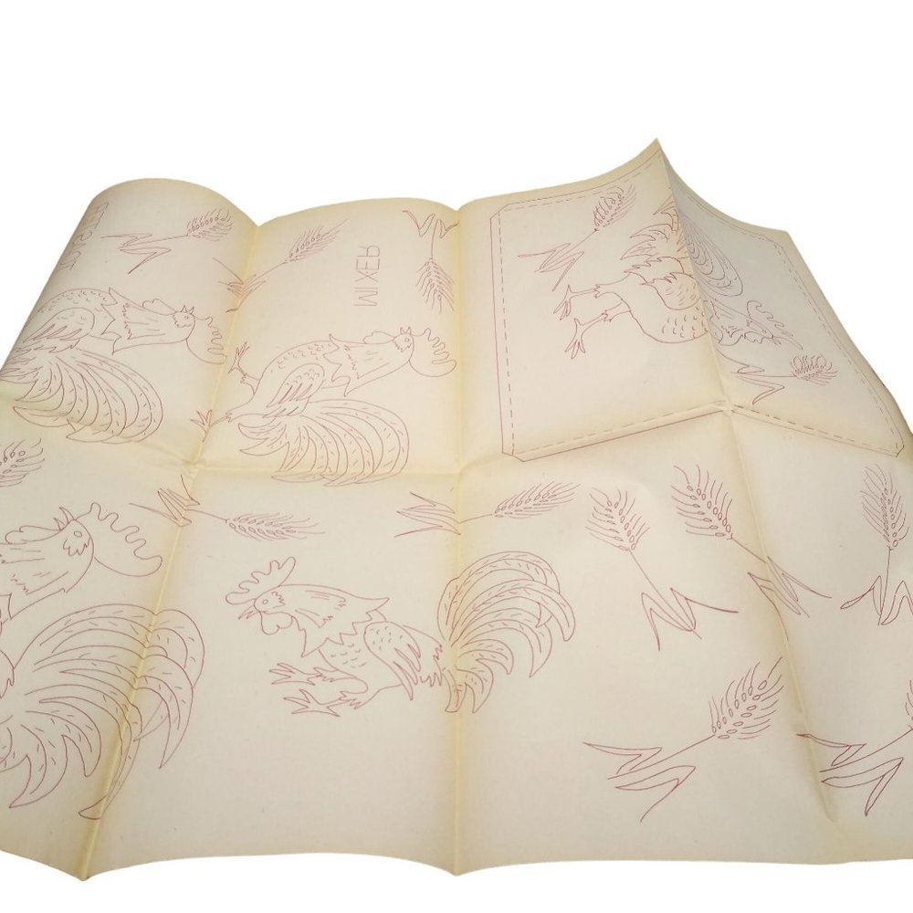 Vintage Artex Country Kitchen Transfer Patterns, MCM Rooster Wheat 2200H Iron On